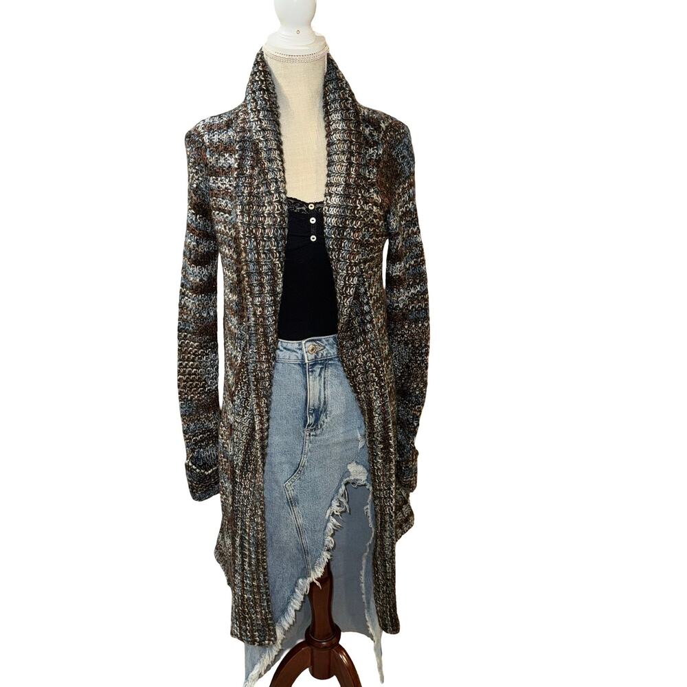 Westport Blue & Brown Metallic Knit Duster Sweater XS ( Fits up a size )‎